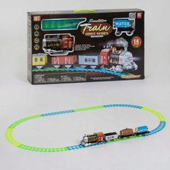 Дитяча залізниця 3367-3566 на батарейках, потяг зі звуком, світлом проєктора і димом, 14 деталей, в коробці