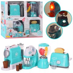 Дитячий іграшковий набір побутової техніки QF2581G кавоварка, міксер, блендер, тостер, продукти