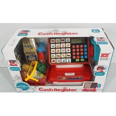 Детский игрушечный кассовый аппарат 6178E 22см, калькулятор, сканер, звук, свет, корзина, продукты, деньги