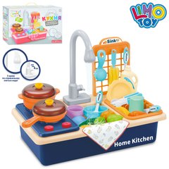 Детская игрушечная кухня WD-T41 мойка льется вода, 39, 5-24, 5-34см, плита, посуда, продукты, 29предм