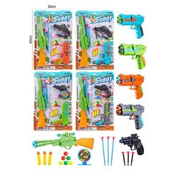 Дитячий іграшковий пістолет 6886-21 4 кольори, 3 види зброї, 4 вида патронів, мішень