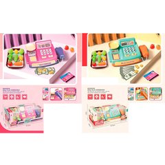Детский игрушечный кассовый аппарат CF8208-11 22см, звук англ, свет, сканер, весы, продукты, деньги, 2 цвета