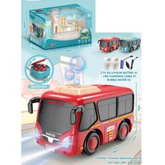 Автобус YJ-065 на радиоуправлении пульт-браслет, аккумулятор, 18см, светло, мыльные пузыри-2запаски, USBзарядное, 2цвета