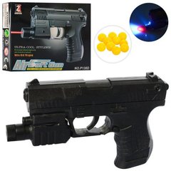 Дитячий іграшковий пістолет 138D на кульці, 13,5 см, світло, лазер